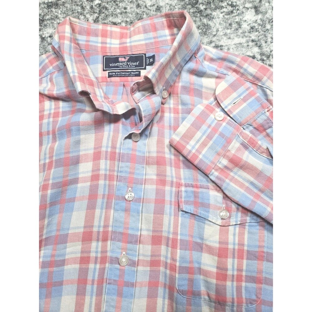 Vineyard Vines Slim Fit Crosby Shirt Men XL Long Sleeve Button Down Cotton Linen